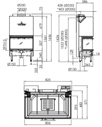 Tērauda kamīna kurtuve Spartherm ARTE 3RL-80H-4S d. 200