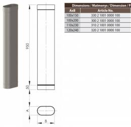 Ovāls ieliktnis NT 100x200, L-1.0m